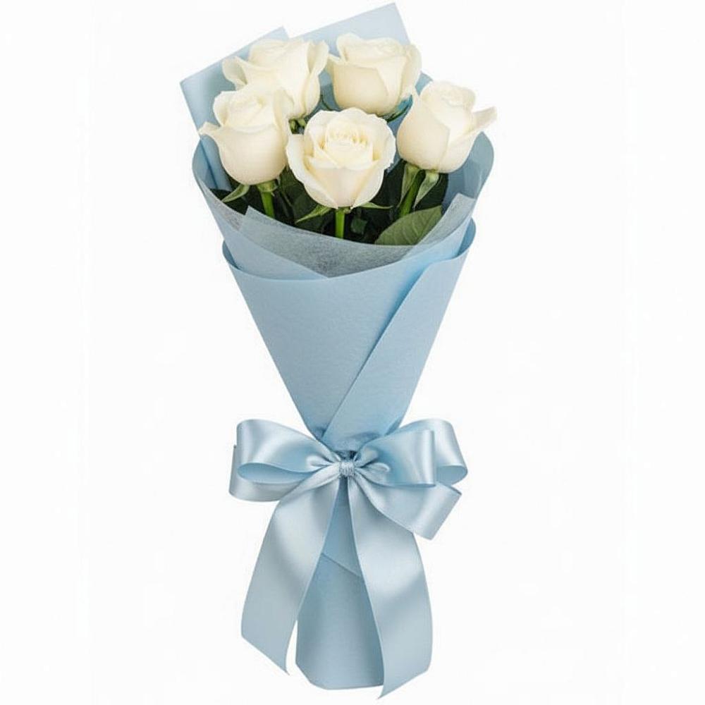 Букет 5 Белых роз Проуд в Усть-Куломе