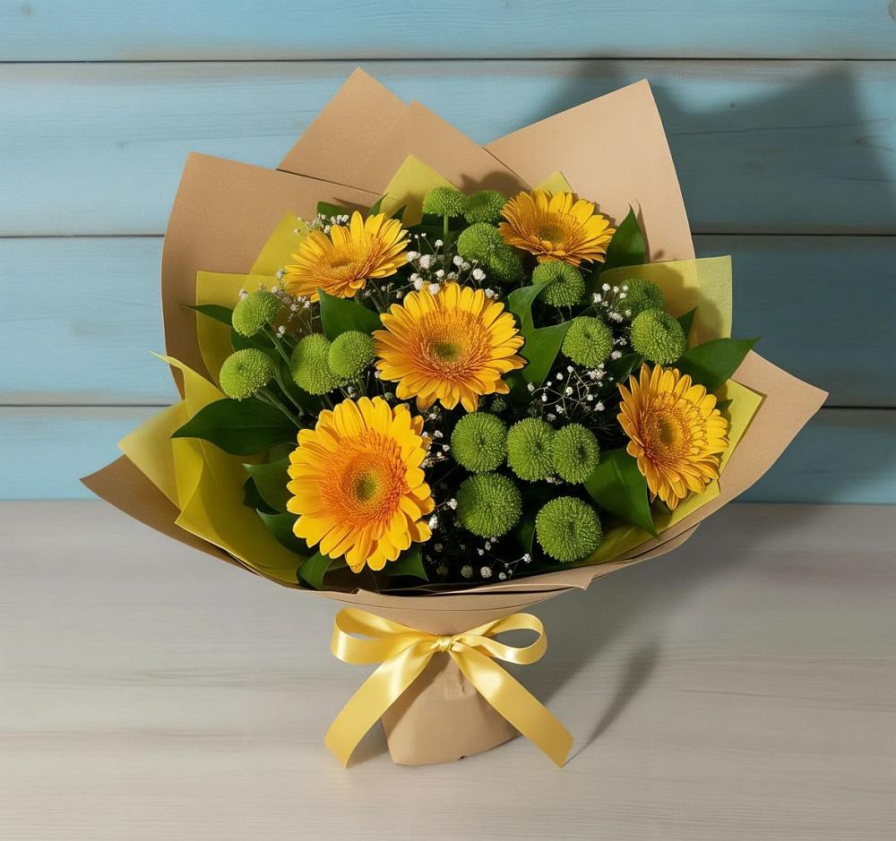 Букет цветов из: Герберы и Хризантемы в Усть-Куломе