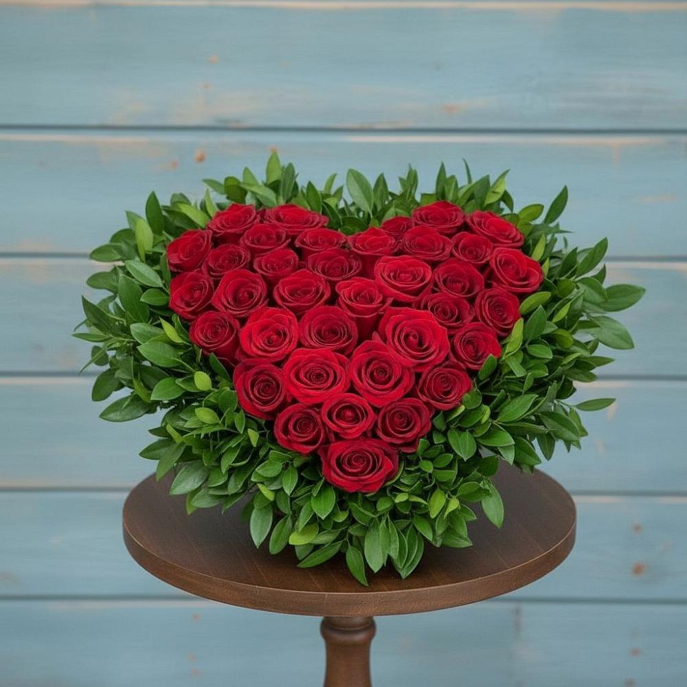 Цветочная композиция из Розы в виде сердца в Усть-Куломе