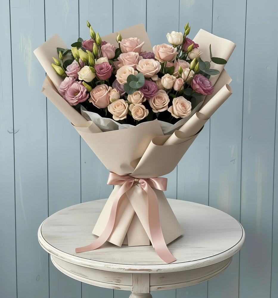 Букет цветов из: Розы и Лизиантусы в Усть-Куломе