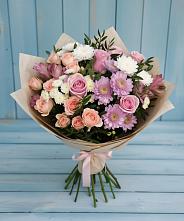 Букет цветов из:  Хризантемы, Розы и Альстромерии #REPLACE_PRED# Усть-Куломе